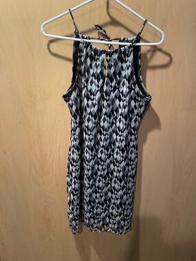 Xhilaration Black & White Geometric Halter Mini Dress